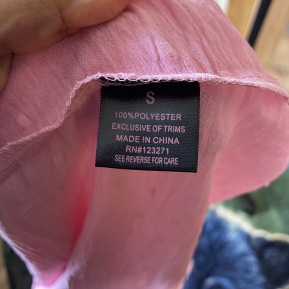 Faded Rose Pink Mini Dress Elastic Waist Short Sleeves Women Small Cottagecore - Picture 7 of 7